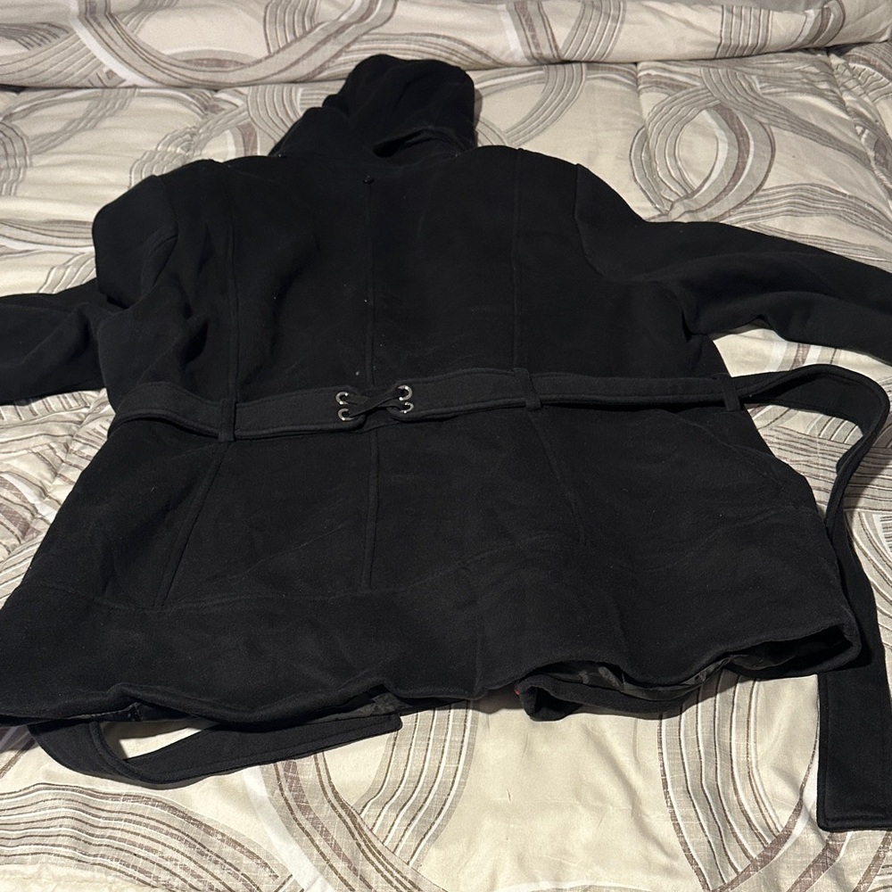 Black Hooded Peacoat - Picture 2 of 2